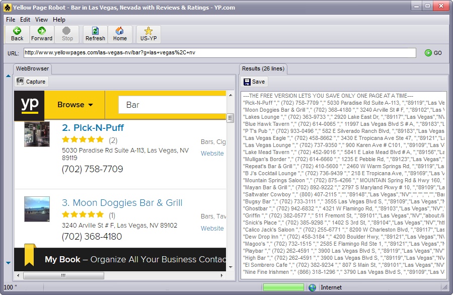 Extraer Apellidos, Direcciones, Telefonos, URL en las paginas amarillas de Espa�a a Excel